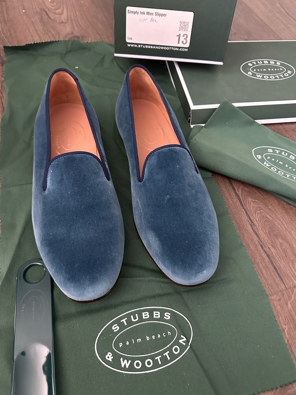 Stubbs & Wootton Men’s Blue Velvet Loafers